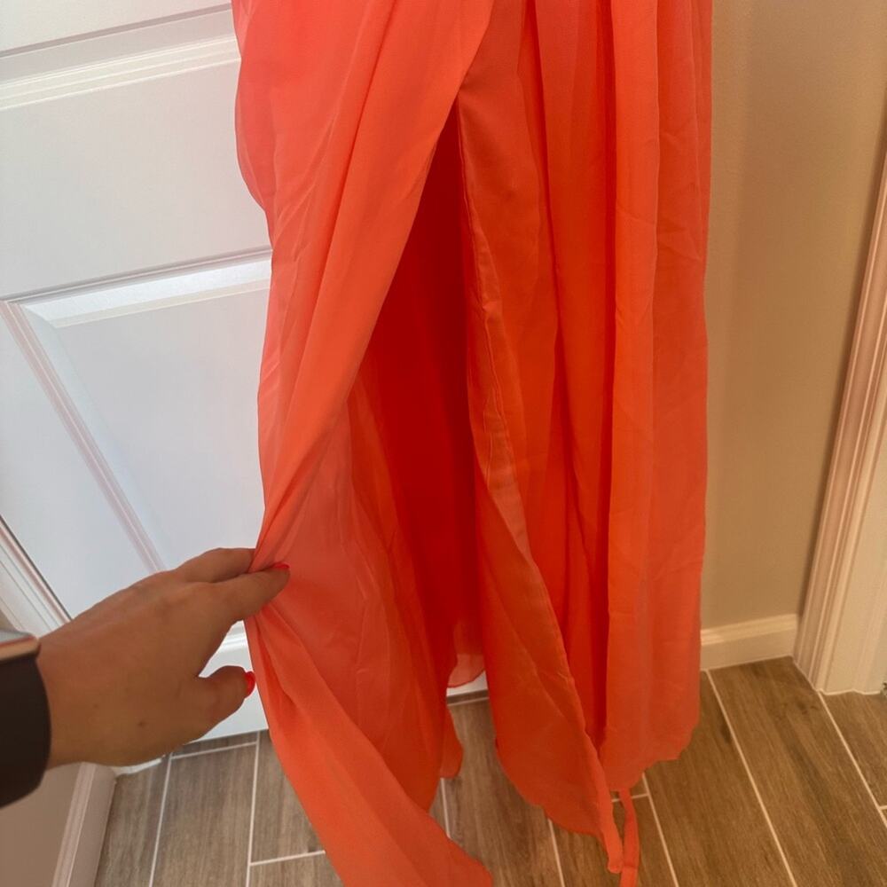 Chiffon Coral Evening Gown - Picture 4 of 10